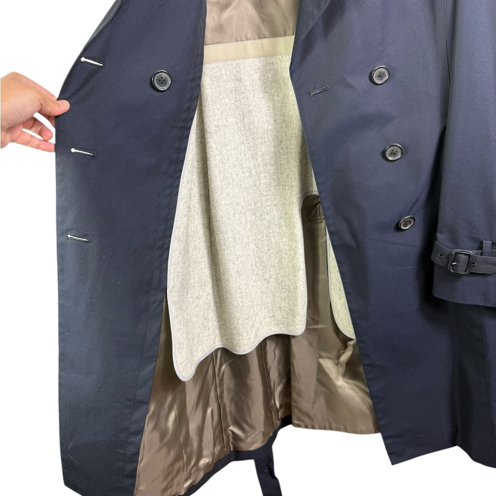 Brooks Brothers Double-Breasted Belted Cotton Twill Trench Coat - Navy, 2 - Picture 5 of 6